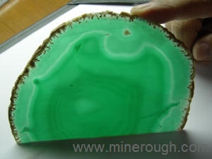 green dyed banded agate sliced rough
