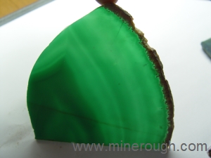 green dyed banded agate sliced rough
