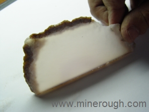 white agate sliced rough